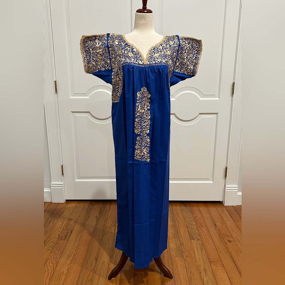 San Antonino Maxi Dress,Oaxaca Mexican dress.Hand Embroidered with Silk Threads.